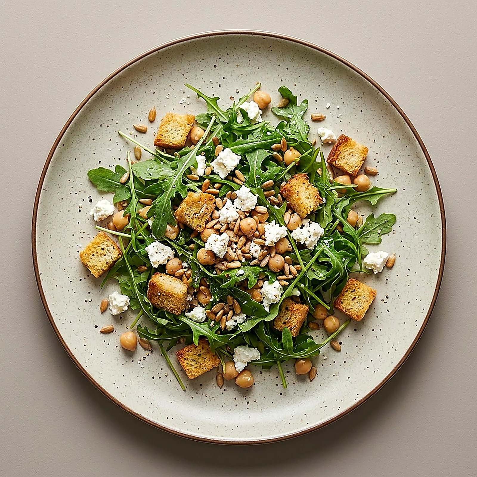 Ensalada de queso feta con arúgula